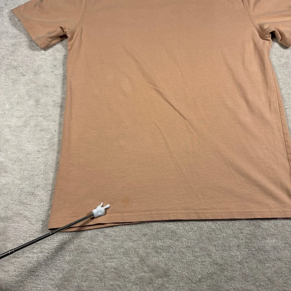 Champion Heritage Graphic T-Shirt Mens Large Tan Salmon Script Logo Cotton T1919 - Picture 3 of 8